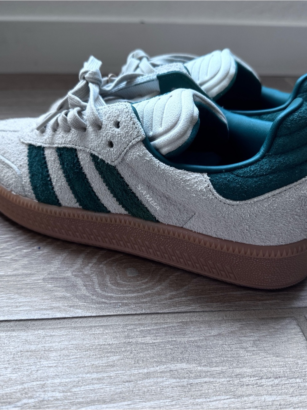 adidas Samba XLG Cream Suede with Dark Green Stripes and Gum Sole Size 10 - Picture 14 of 14